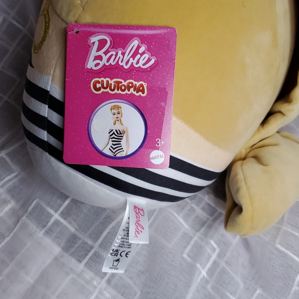 Barbie Plush Pillow with‎ Black and White Stripes